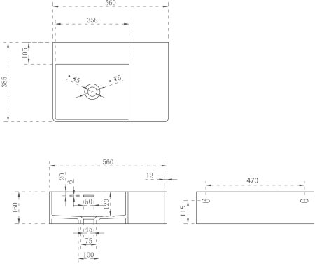 Раковина подвесная ABBER Stein AS2644 L белая матовая 