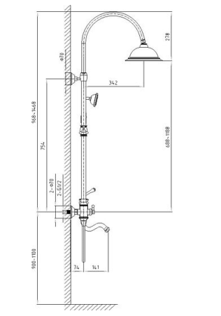 Душевая система Timo Adelia SX-6010/02 antique бронза 