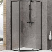 Душевой уголок Black&White Stellar Wind S875 100х100 8751010 профиль Черный стекло прозрачное