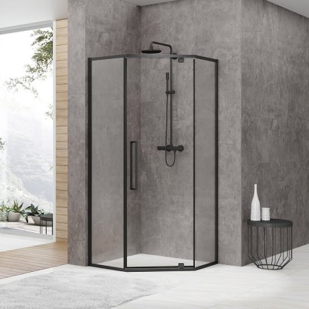 Душевой уголок Black&White Stellar Wind S875 100х100 8751010 профиль Черный стекло прозрачное 