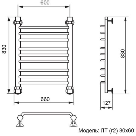 Полотенцесушитель водяной Ника Modern ЛТ (г2) 80х60 