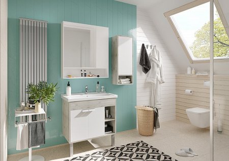 Тумба под раковину Aquaton Флай 80 1A237401FAX10 Белая Дуб крафт 