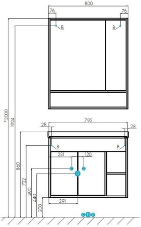 Тумба под раковину Aquaton Флай 80 1A237401FAX10 Белая Дуб крафт 