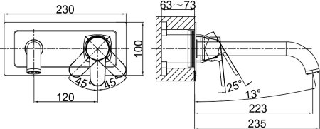 Смеситель D&K Rhein Marx DA1394401 С ВНУТРЕННЕЙ ЧАСТЬЮ, для раковины 