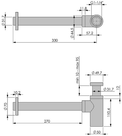 Сифон для раковины Giulini Futuro F5109LNKO Никель матовый 
