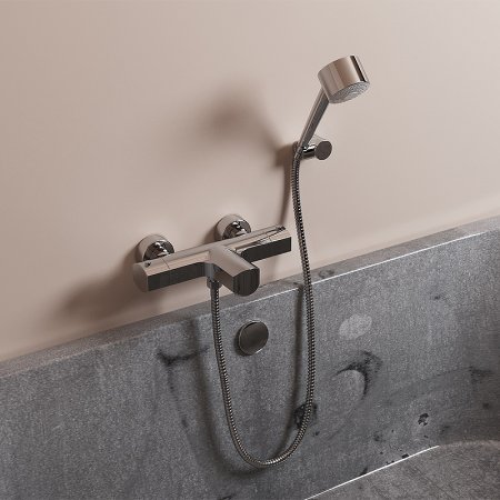 Смеситель для ванны Paini Ovo 86CR105THKM с термостатом Хром 