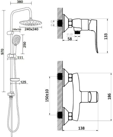 Душевая система Agger A2595200 Хром 