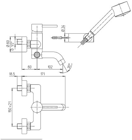 Смеситель для ванны Paini Cox 78CR105 Хром 