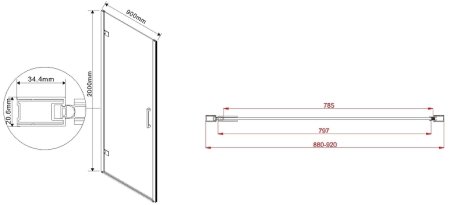Душевая дверь Vincea Flex 90 VDP-1F900CG профиль Хром стекло тонированное 