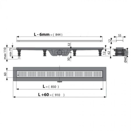 Трап желоб AlcaPlast APZ-10 (850мм) Хром 