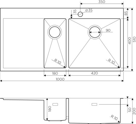 Мойка кухонная Omoikiri Akisame 100-2-GM-R вороненая сталь 