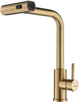 Смеситель для кухни с мультифункциональным изливом Shevanik S263G, золотой сатин