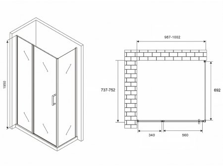 Душевой уголок Abber Sonnenstrand 100х75 AG04100MS-S75M профиль Хром стекло матовое 