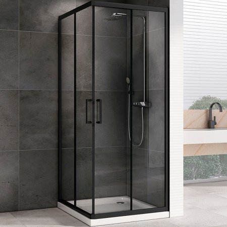 Душевой уголок Abber Schwarzer Diamant 100х100 AG02100B профиль Черный стекло прозрачное 