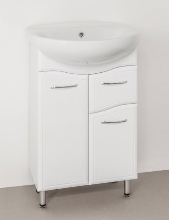 Тумба под раковину Style Line Эко Волна 11 Антик 55 Белый глянец 