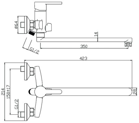 Смеситель для ванны Olive's Torres 17221TRB универсальный Черный матовый 