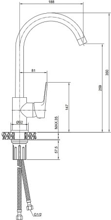 Смеситель для кухни Olive's Tieso 26430TSB Черный матовый 