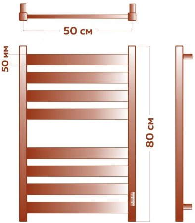 Полотенцесушитель электрический (лесенка) Bauedge Elite DB-0051, 50x80 см 