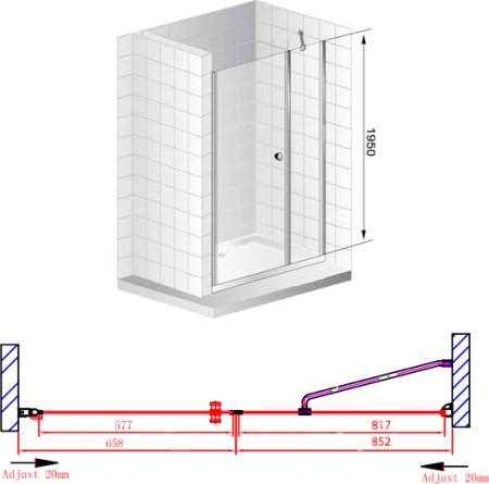 Душевая дверь в нишу Cezares Elena W B11 90/70 C Cr 