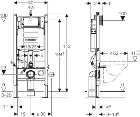 Инсталляция для унитаза Geberit Duofix Sigma Plattenbau 111.362.00.5 