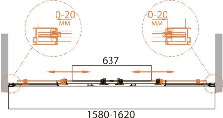 Шторка на ванну Cezares Relax VF-2-160/145-P-Bi стекло punto 