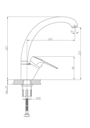 Смеситель однорычажный для кухни HAIBA HB4104-2 хром 