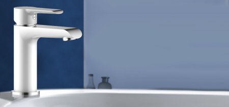 Смеситель для раковины Rossinka W35-12 Белый хром 