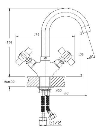 Смеситель однорычажный для раковины HAIBA HB1037 хром 