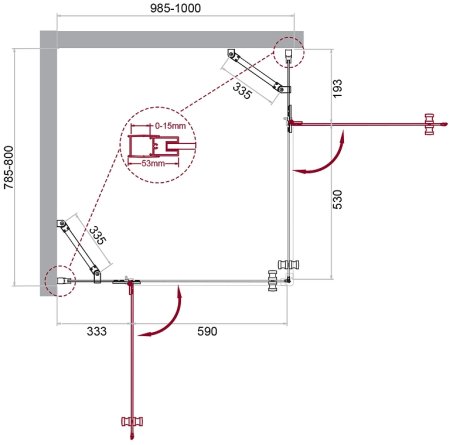 Душевой уголок BelBagno Kraft 100х80 KRAFT-AH-22-100/80-C-Cr-L профиль Хром стекло прозрачное 