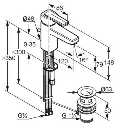Смеситель Kludi Q-BEO 500230575 для раковины 