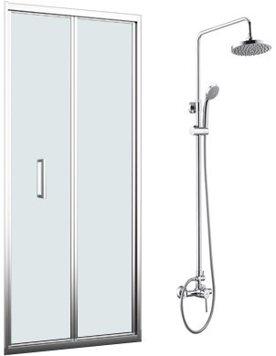 Душевая дверь в нишу WasserKRAFT Weser 78F04 90 см с душевой стойкой и смесителем 