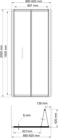 Душевая дверь в нишу WasserKRAFT Weser 78F04 90 см с душевой стойкой и смесителем 