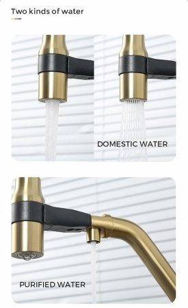 Смеситель для кухни Gappo G4398-83 Золотой сатин Черный 