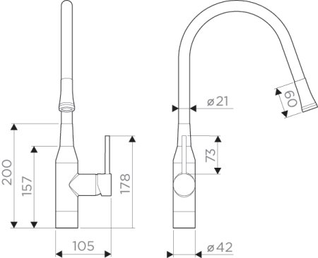 Смеситель для кухни Omoikiri YATOMI-BN-BL 4994247 Нержавеющая сталь 