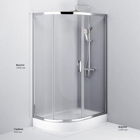 Душевой уголок AM.PM Like Solo Slide 120х80 W83G-302U120CT64 профиль Хром матовый стекло прозрачное 