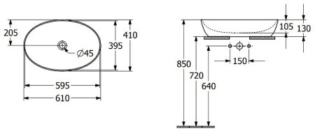 Раковина-чаша Villeroy&Boch Artis 61 41986101 Альпийский белый 