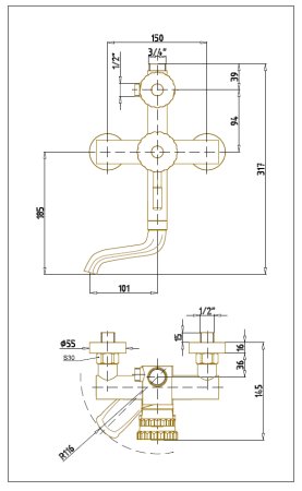 Душевая система Bronze de Luxe Windsor 10120DF Бронза 