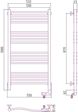 Электрический полотенцесушитель Сунержа Флюид 2.0 1000x500 R 30-5221-1050 Белый матовый 