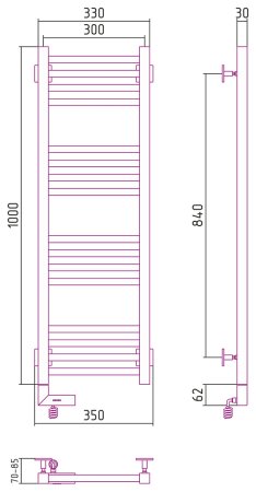 Полотенцесушитель электрический Сунержа Модус 2.0 100х30 L 