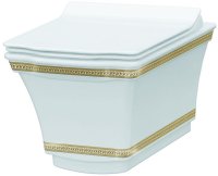 Унитаз Boheme Hermitage 951-G подвесной Белый с узором Золото без сиденья