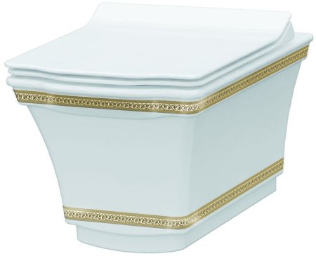 Унитаз Boheme Hermitage 951-G подвесной Белый с узором Золото без сиденья 