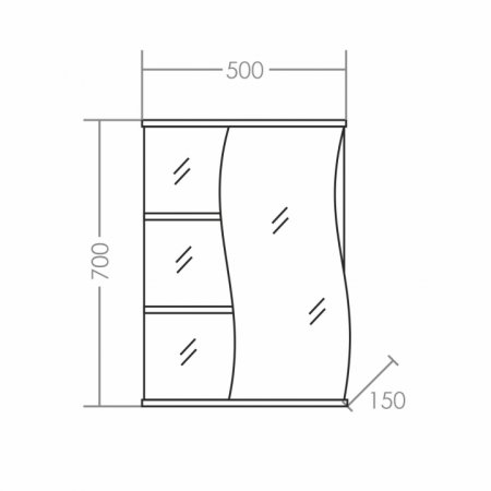 Зеркало-шкаф Санта Волна 50 правый 