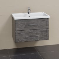 Тумба Санта Венера 80 подвесная дуб шале графит с умывальником Фостер 80