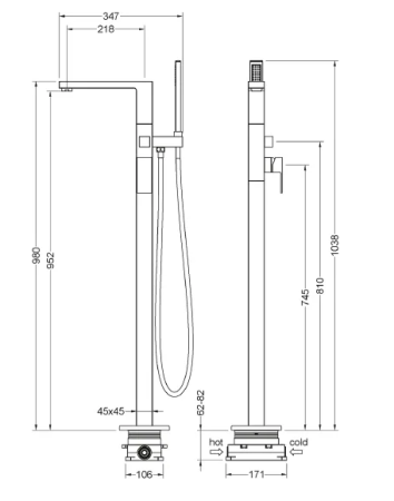 Напольный смеситель для ванны Timo Selene 2210/03Y-CR черный 