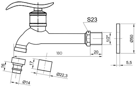Кран для одного типа воды Bronze de Luxe 21598/1 Бронза 