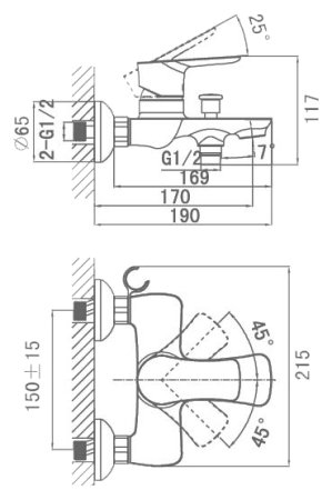 Смеситель D&K Mosel Rhein DA1263201 для ванны с душем 