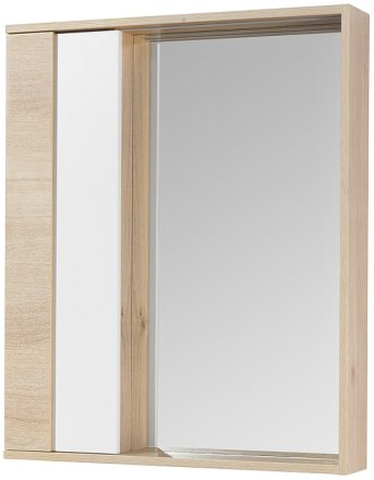 Зеркало со шкафом Aquaton Бостон 60 1A240202BN010 с подсветкой Дуб эврика Белый глянец 