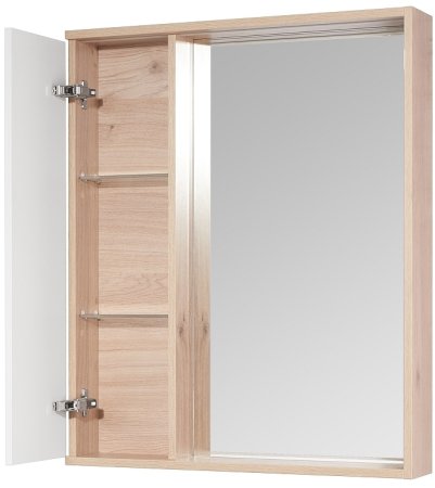 Зеркало со шкафом Aquaton Бостон 60 1A240202BN010 с подсветкой Дуб эврика Белый глянец 