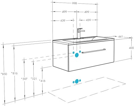 Тумба под раковину Aquaton Мадрид 100 М 1A126901MA010 подвесная Белая 