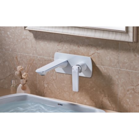 Смеситель для раковины встраиваемый Rose R13F R1341F, белый/хром 